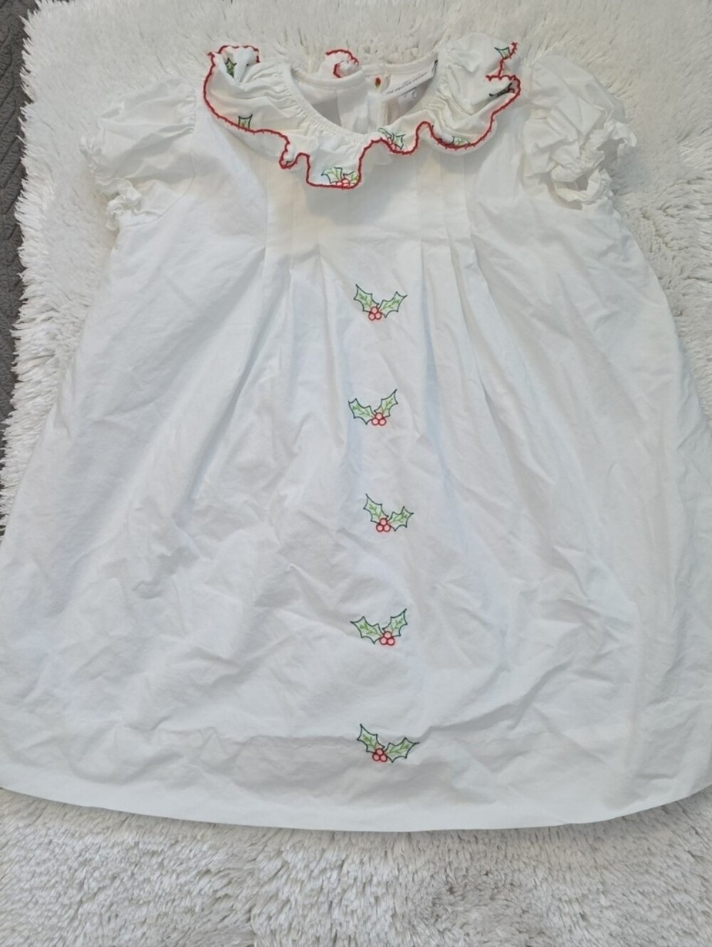 The Proper Peony 4 4t White Holiday Christmas Holly Ruffle Dress